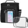 F-color Hanging Shower Caddy Portable with Clear Makeup Bag - College Dorm Essentials for Guys with Hooks Black, TSA Approved Toiletry Bag for Travel Size, Black