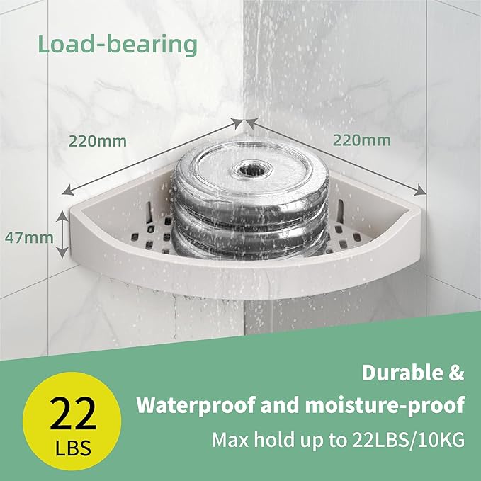 Corner Caddy Bathroom Shower Shelf Wall Mounted No Drilling Storage Shelves rack Adhesive Triangle Baskets ABS Bathroom Kitchen toilet Storage Basket Bathroom Accessories (Z 330 Light grey)