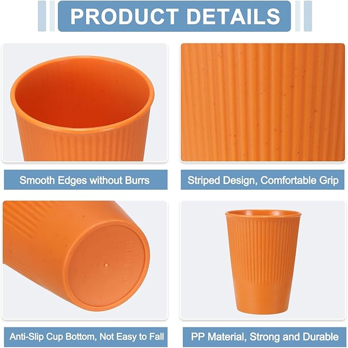 uxcell 4 Pcs Simple Toothbrush Cup, 3.3 x 3.3 x 4.2 Dishwasher Safe Bathroom Tumbler Reusable Plastic Cup Set for Storing Toothpaste Combs, Dark Blue/Dark Green/Orange/Yellow