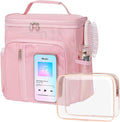 F-color Hanging Shower Caddy Portable with Clear Makeup Bag - College Dorm Essentials for Guys with Hooks Pink, TSA Approved Toiletry Bag for Travel Size, Rose Pink