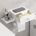 Lifewit Toilet Paper Holder with Shelf and Drawer, Screw or Adhesive Wall Mount Tissue Roll Storage, Dustproof & Flushable Bathroom Wipes Dispenser Organizer, White, 1 Pack