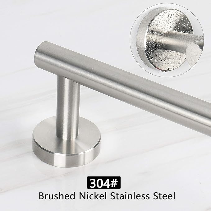 NearMoon Bath Towel Bar, Thicken Stainless Steel Shower Towel Rack Holder Wall Mounted for Bathroom, 16-lnch Overall Length-13-lnch Usable Hanging Space (2 Pack, Brushed Nickel)