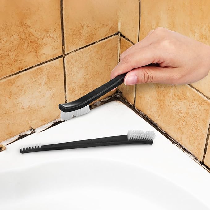 DOITOOL 9pcs Small Double-Ended Cleaning Brush Set with Plastic Bristles for Kitchen and Bathroom Gap and Corner Cleaning