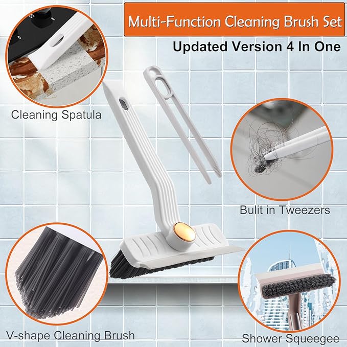Hard Bristle Crevice Cleaning Brush Rotating Small Cleaning Brushes Set for Grout Toilet Scrub Shower Tile Skinny Gap Cleaning Tools for Household Essentials, Bathroom, Kitchen Tight Spaces