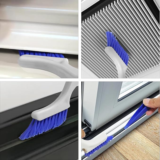 4pcs Bathroom Gap Cleaning Brush, Small Crevice Cleaning Brushes, Hand-Held Groove Gap Cleaning Tools, for Bathroom Kitchen Tiles Window Slots (Silvery White)