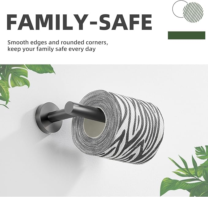 APLusee Toilet Paper Holder Gun Gray 304 Stainless Steel, Rustproof & Waterproof, Heavy-Duty Wall Mounted Holder, Space-Saving Storage for Modern Bathrooms