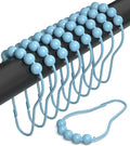 Shower Curtain Hooks Rust Proof (Set of 12) - Stainless Steel Shower Curtain Rings - Anti Slip Roller Balls for Easy Glide (Secure Lock Hooks, Sky Blue)