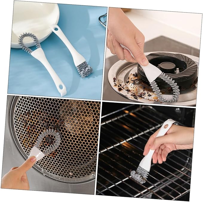 Multi-Function Kitchen Cleaning Brush Set 2pcs with U-Shaped and Bent Crevice Brushes, Strong Stain Removal, Handheld Grout Cleaner Tool for Stove, Grill, Window Track, and Room