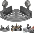 2026 New Suction Cup Corner Shower Shelf, No-Drill Bathroom Corner Shelf Strong, Waterproof Suction Cup, Bathroom Organizers and Storage Countertop for Bathroom Kitchen (Grey-1PCS)