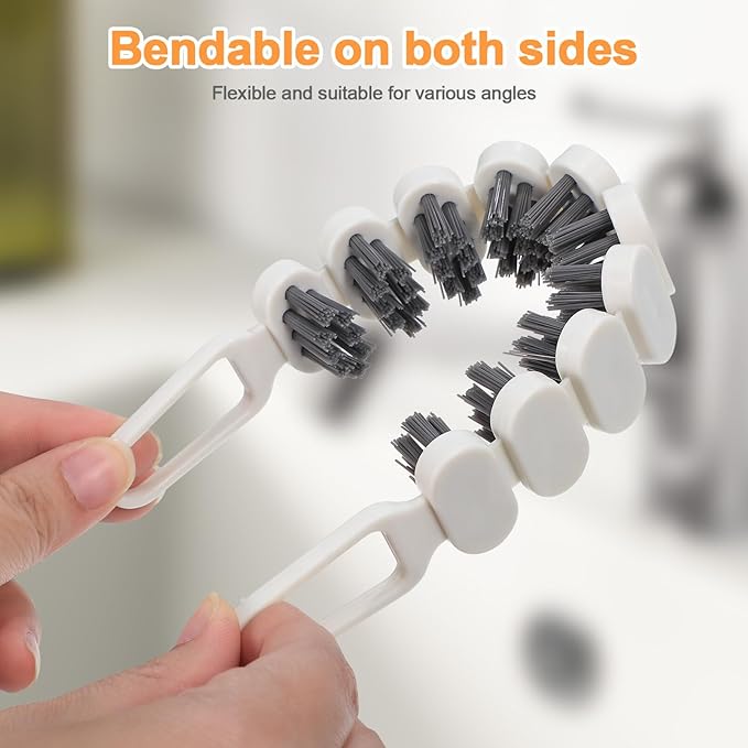 4 Pcs Bendable Crevice Cleaning Brush Set for Kitchen and Bathroom Sink Faucets Multi-Functional Hard Bristle Scrub Brushes