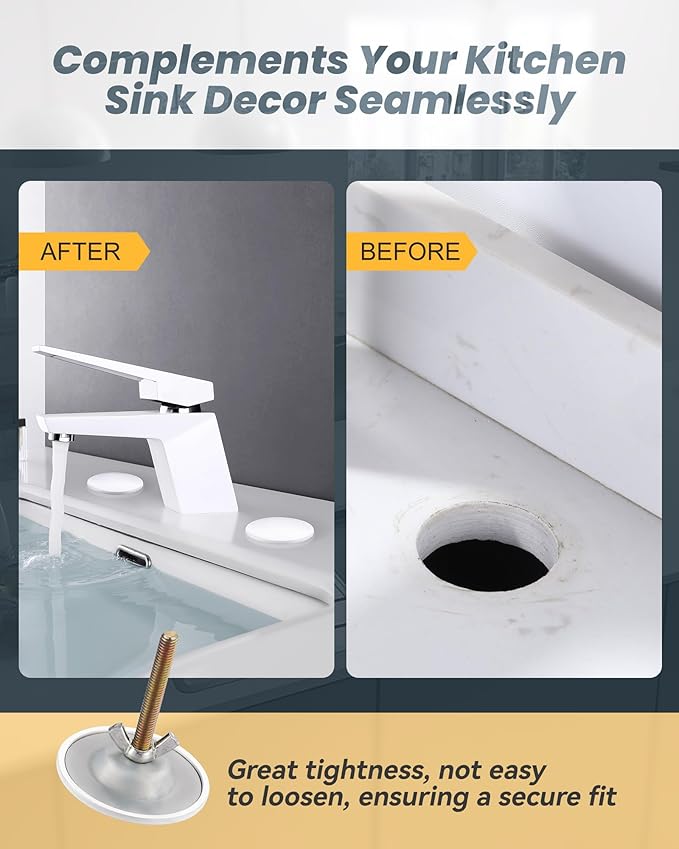 Kitchen Sink Hole Cover, Faucet Hole Cover for Kitchen Sink, Tap Hole Plate Stopper Cover Blanking Brass Metal Plug, Bright White