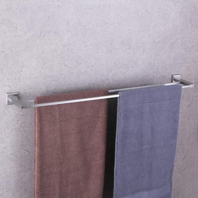 GERZWY 36-Inch Bath Towel Bar Modern Square Style Bathroom Double Towel Bar SUS 304 Stainless Steel Wall Mount Brushed Finish JG1902C92-LS
