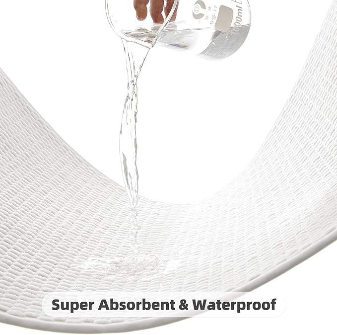 Bathroom Rugs Non Slip Washable, Super Absorbent Thin Bath Mat Small Quick Dry Low Pile Bathroom Rug, White 16"x24" / 1'4" x 2'