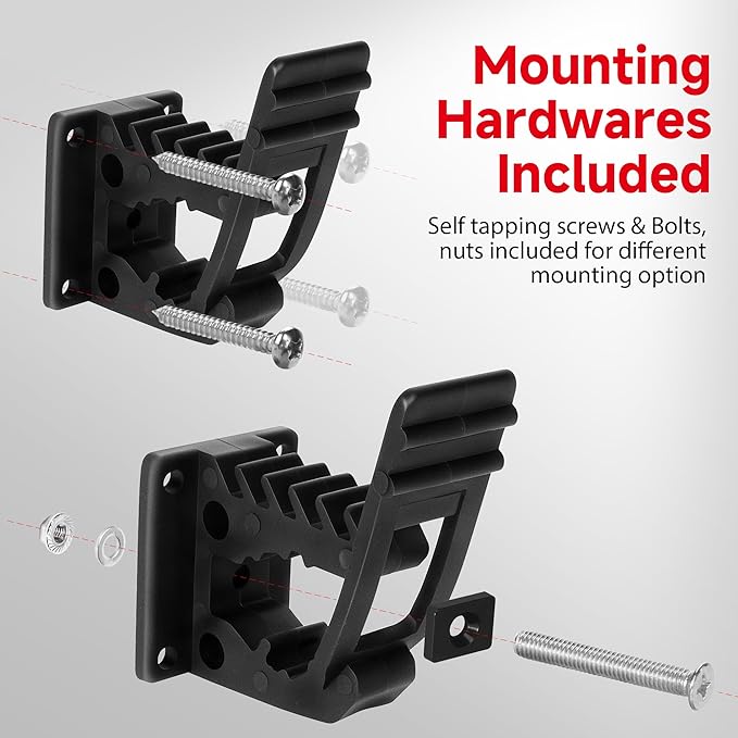 SINOKING Rubber Clamp Shovel Mount, Rubber Holder for Tools & Equipment up to 1" in Diameter, Heavy-Duty Pole or Shovel Clamp for Boat, Truck, ATV, Wall Mount or MOLLE Panel – (Pack of 2)