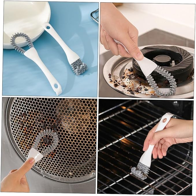 2pcs Multifunctional Kitchen Cleaning Brush Set, Handheld Soft Bristle Grout and Crevice Scrubbers for Stove, Grill, and Home Cleaning
