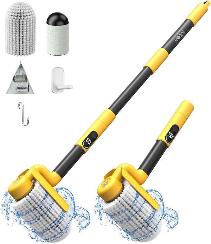 Electric Spin Scrubber, Cordless Cleaning Brush Scrubber for Home, 600RPM & 2.5H Runtime with Universal Brush Head, Bathroom Scrubber with Dual Speeds for Bathroom Shower Bathtub Glass Car