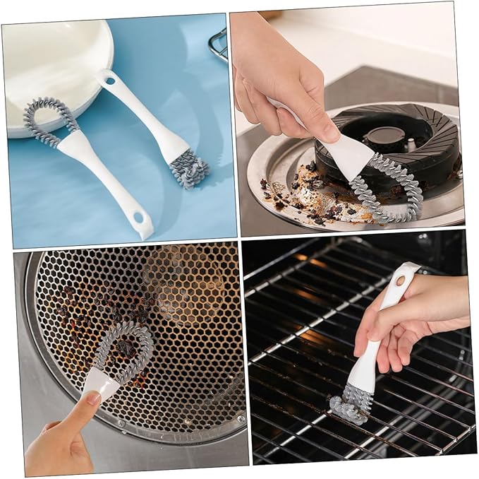2pcs Heavy Duty Crevice Cleaning Brush Set with U-Shaped and Bent Design, Multifunctional Kitchen Grout Scrub Tool for Stove, Grill, and Tight Space Cleaning