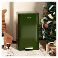 Kitchen 8 Gallon (30L) Trash Can - Stainless Steel Garbage Cans with Foot Pedal, Recycling Bin with Lid for Office Bathroom (Green)