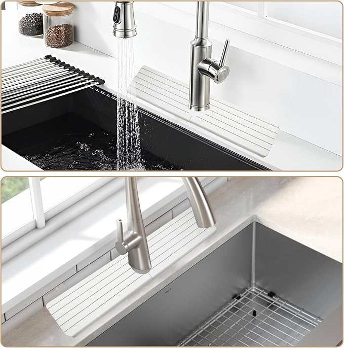 Quick Drying Stone Faucet Mat for Kitchen, Super Absorbent Diatomite Sink Tray Fast Drying Splash Guard, Durable Protector for Kitchen Sink/Bathroom Counter(15.8" x 3.9",White)