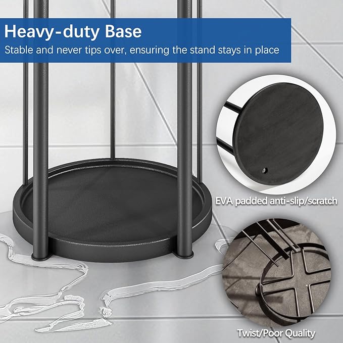 New Upgrade Free Standing Toilet Paper Storage Holder Stand, Heavy Duty 304 Stainless Steel Base, 3 Roll Capacity Toilet Paper Roll Holder for Bathroom Organization