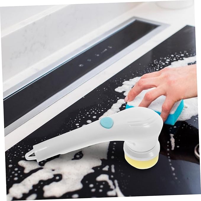 5-in-1 Electric Cleaning Brush Cordless Multi-Function Scrubber for Bathroom and Kitchen Handheld Rotating Shower Brush with Replaceable Heads