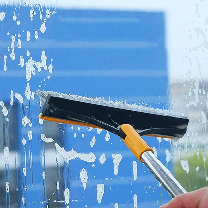 Long Handle Tile Cleaning Brush with Stiff Bristles, Yellow Bathroom Floor Scrub Brush for Grout and Toilet Cleaning, Home and Hotel Bathroom Supply Tool
