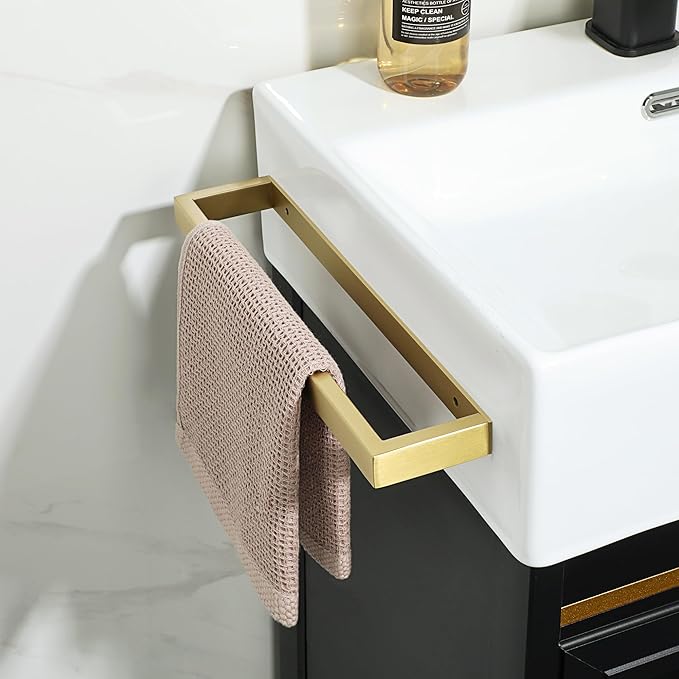 Alise Bathroom Towel Bar, Self Adhesive Hand Towel Holder, Two Usage Methods, 304 Stainless Steel Gold Towel Bar, Wall Mount Bath Towel Rack 12 Inch