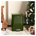 Kitchen 3.5 Gallon (13 L) Trash Can - Stainless Steel Garbage Bin with Foot Pedal, Recycling Bin with Lid for Livingroom Office Bathroom (Green)