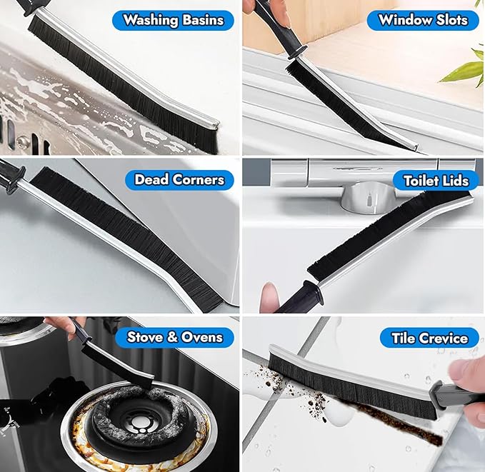 Hard Bristle Crevice Cleaning Brush, Multifunctional Small Cleaning Brush, Scrub Brush for Shower Tile, Gap Cleaning Brush for Kitchen, Bathroom & Household Use, Grout Cleaner, Toilet Brush
