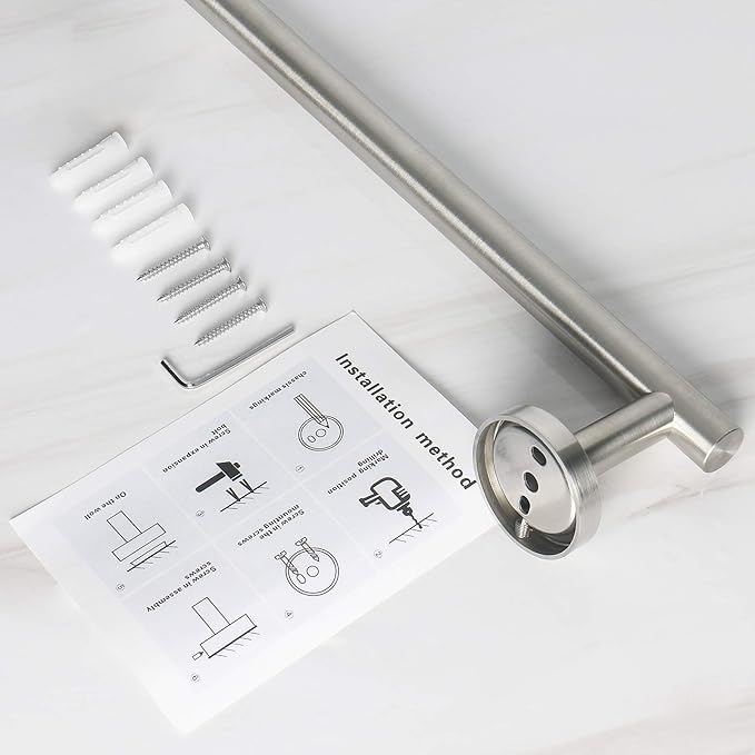 NearMoon Bath Towel Bar, Thicken Stainless Steel Shower Towel Rack Holder Wall Mounted for Bathroom,12-lnch Overall Length-10-lnch Usable Hanging Space (1 Pack, Brushed Nickel)