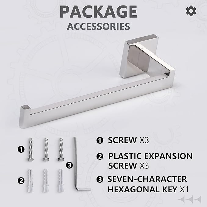 LANC Bathroom Hand Towel Holder Left Side Chrome Silver Hand Towel Bar 10 Inche Square Towel Ring for Kitchen Lavatory Wall Mount Stainless Steel Polished Towel Racks Hanger, A8806CP-LF