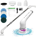 Evaclean Essentials Electric Spin Scrubber - Bathroom Cleaning Brush for Shower, Tub, Home, Up to 400rpm Power, Cordless, 90-Min Runtime, LED Indicator, 7 Brush Heads, 2 Speeds, Ergonomic Long Handle