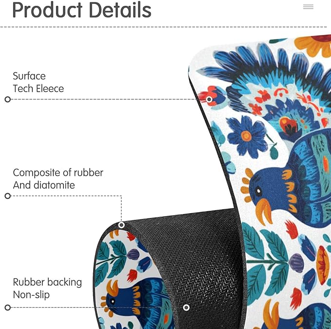 Mexico Eagles Flowers Blue Kitchen Sink Splash Guard Sink Faucet Mat Faucet Handle Drip Catcher Drain Mats for Kitchen Bathroom Countertop Absorbent Dish Drying Pad 2Pack 14.7x5.4IN