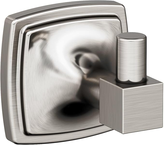 Amerock BH36090G10 | Brushed Nickel Single Robe Hook | 2-1/4 in. (57 mm) Length Towel Holder | Stature | Towel Hook for Bathroom | Bathroom Hardware | Bath Accessories