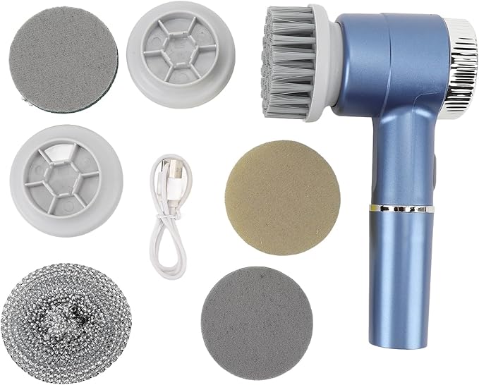Electric Spin Scrubber, 3 Speed Rechargeable Electric Cleaning Brush with 5 Replaceable Brush, Rotating Scrubber | Bathroom Scrubber | Tile Floor Scrubber for Home