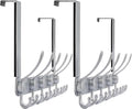 Dseap Over The Door Hook Hanger - Fits 1 3/8" to 1 3/4" Standard Doors | 5 Tri Hooks Heavy Duty Towel/Coat Rack | Door Organizer for Clothes, Jackets, Hats, Towels, Silver, Pack of 2