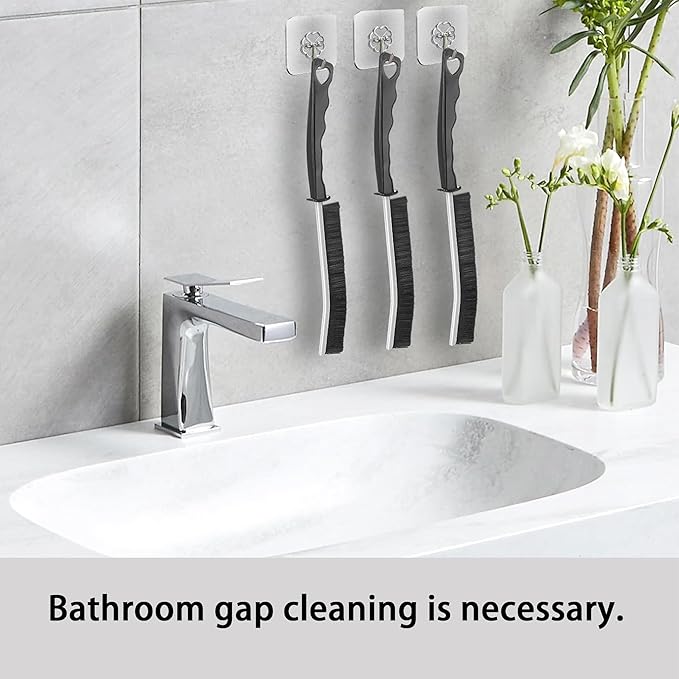 KEWAYO Crevice Cleaning Brush, 9Pc Grout Brush Set Deep Cleaning Flexible Handle for Bathroom Kitchen Tile