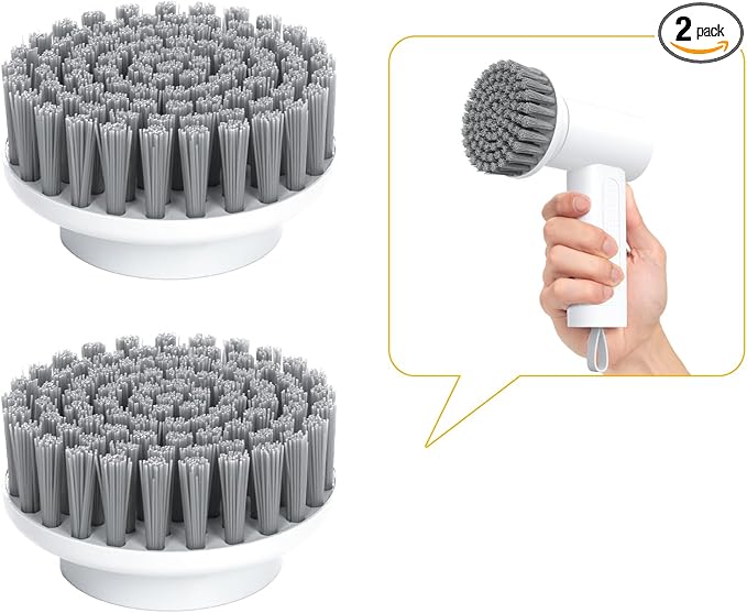 2Pcs Flat Brush Heads for Electric Spin Scrubber Cleaning Floors, Tiles, Countertops, Walls(White)