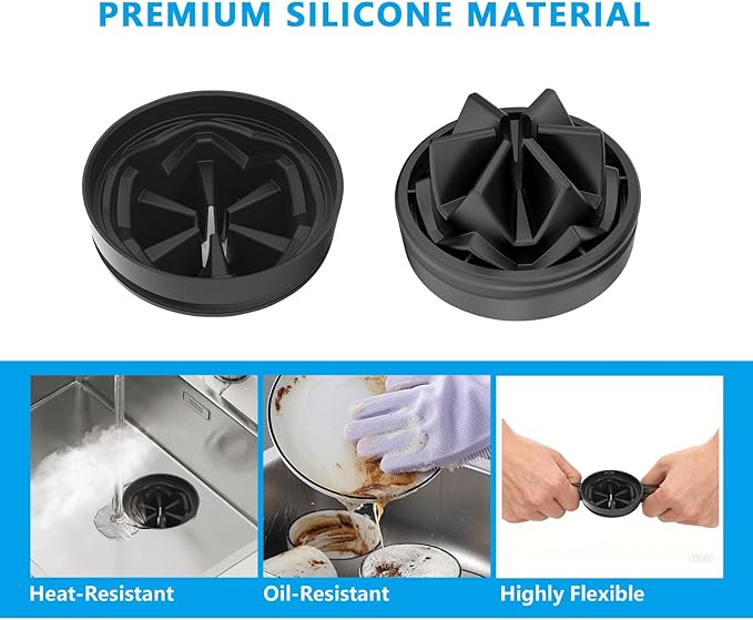 Garbage Disposal Splash Guard 3 3/8" - 2 Pack Universal Sink Baffle for InSinkErator Evolution & Most 3-Bolt Models, Heavy-Duty FDA Silicone with Noise Reducing Petal Design