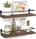 RICHER HOUSE Floating Shelves, Small Wall Shelf for Bathroom Decor, Rustic Wall Mounted Wood Shelves Set of 2, Bathroom Organizer Over Toilet Storage, Kitchen Shelf - Rustic Brown