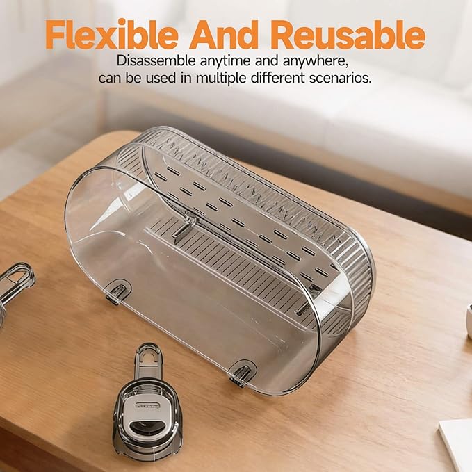 No-Drill Bathroom Suction Storage Box, Corrugated Suction Cup Storage Holder, Powerful Suction Storage Box, Removable Hanging Storage Basket, No Drilling Shelves Caddy, Ripple Acrylic Wall Shelf