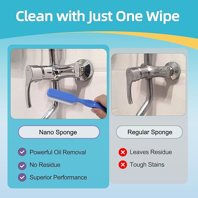 Magic sponges with Long Handle, 39 Melamine Sponge Refills & 2 Magic Sponge Brush Handles for Kitchen Sink, Stove, Bathroom, Wall & Precision Oil Stain Cleaning