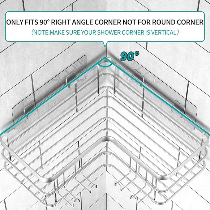 Yazoni Shower Caddy 2-Pack, No Drilling Shower Organizer Corner Shelf for Bathroom Tub, Stainless Steel Shower Caddy Corner Shelf for Bathroom Kitchen(Silver)