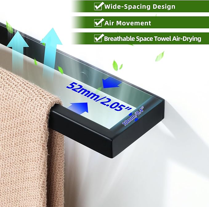 Alise Bath Towel Bars,12 Inch Towel Holder Towel Racks for Bathroom and Lavatory,SUS304 Stainless Steel Hand Towel Hanger Towel Rail Wall Mount,Matte Black