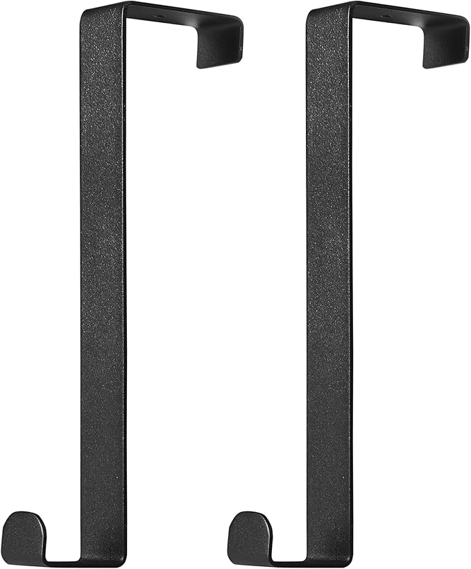 Over The Door Hooks, 2-Pack Heavy Duty Towel Rack Hanger for Bathroom, Bedroom, Dorm Room, Fixed Door Hooks for Hanging Robe, Coat, Towel, Organizer (Black)