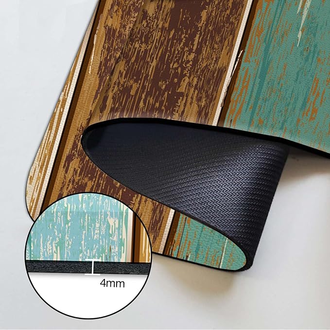 MCALK Wood Pattern Teal Kitchen Sink Faucet Mat Splash Guard, Absorbent Quick-Dry Kitchen Sink Mat - Ideal for Splash Guard & Drip Catching with Farmhouse Art Decor( 1pc 15"x5.5")
