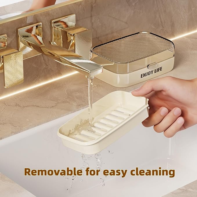 Soap Holder with Lid, 2 Packs Draining Soap Box for Shower, Bar Soap Holder Case Container, Portable Bar Soap Holder Dish, Soap Case for Bathroom, Shower- Clear