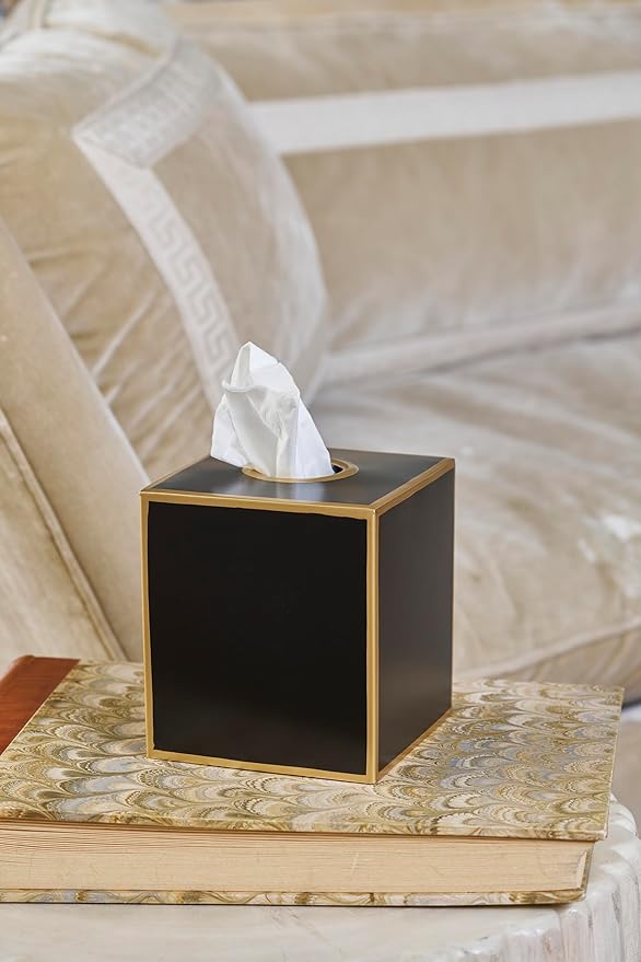 Jaye’s Studio Decorative Tissue Box Cover Square, Metal Modern Tissue Box Cover Farmhouse Decor for Bathroom Accessories Gold Desk Decor Home & Bedroom Black Tissue Box Holder Facial Tissue Dispenser