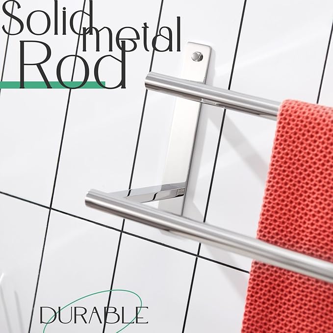 KOKOSIRI Bathroom Towel Racks 16 Inch Double Towel Bars Bath Towel Holder Towel Storage Towel Shelves Wall Mount Stainless Steel Polished Chrome B5010CH-L16