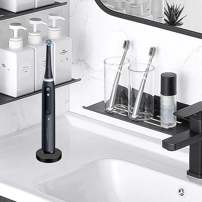 2Pack Black Electric Toothbrush Holder for Bathroom, Stainless Steel Freestanding Brush Holder, Compatible with Oral-B iO Series 3/4/5/6, Pro 500/1000/2500/3000/5000/7000/7500, Genius 6000/8000
